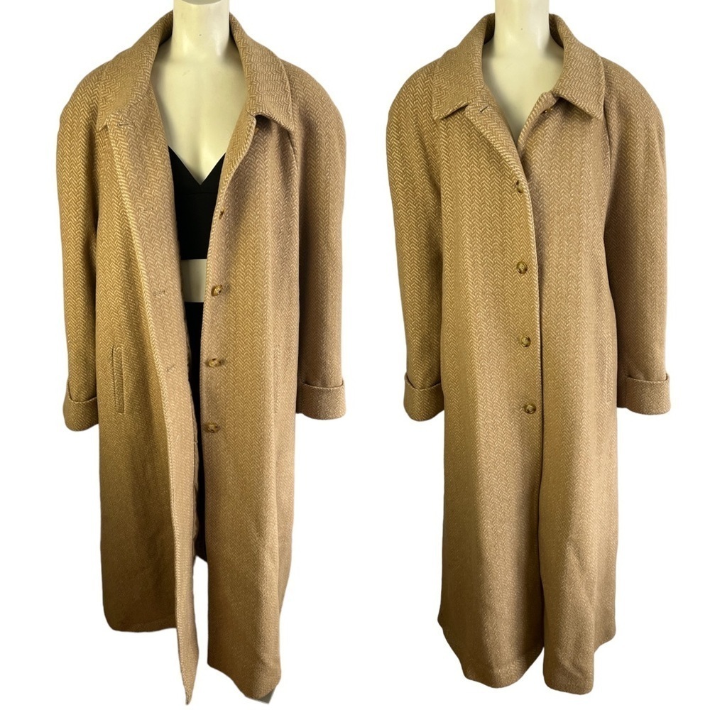 MACKINTOSH NEW ENGLAND WOOL CAMEL TRENCH COAT LONG OVERSIZED WINTER COAT SIZE 24
